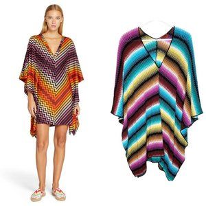 Missoni Mare Crochet Knit Poncho Shawl Beach Dress Cover-up Zig-Zag size 46